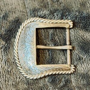 Vintage Western Rope Edge Belt Buckle Silver Tone 2” Taiwan